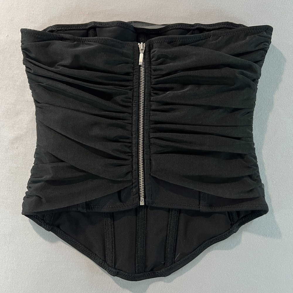 White Fox Next To Nothing Strapless Bustier Black Corset Top Size XS NWT - Picture 7 of 8